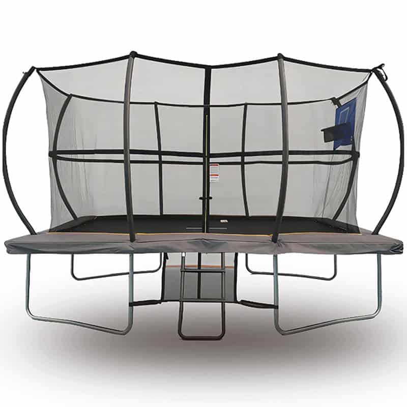 7x10ft Rectangular Trampoline with Safety Enclosure Grey - Free Ladder Shoe Tidy Anchor Kit Basketball Game