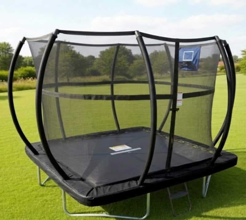 Big Air Super Bounce 5x7ft Rectangular Trampoline with Safety Enclosure Black - Free Ladder Shoe Tidy Anchor Kit Basketball - Image 4