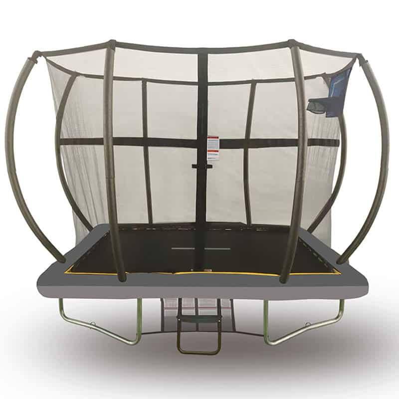 Big Air Super Bounce 5x7ft Rectangular Trampoline with Safety Enclosure Grey - Free Ladder Shoe Tidy Anchor Kit Basketball - Image 2