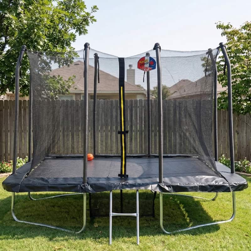 Big Air 5x7ft Rectangular Trampoline with Safety Enclosure Black FREE Ladder Basketball Game & Shoe Tidy - Image 5