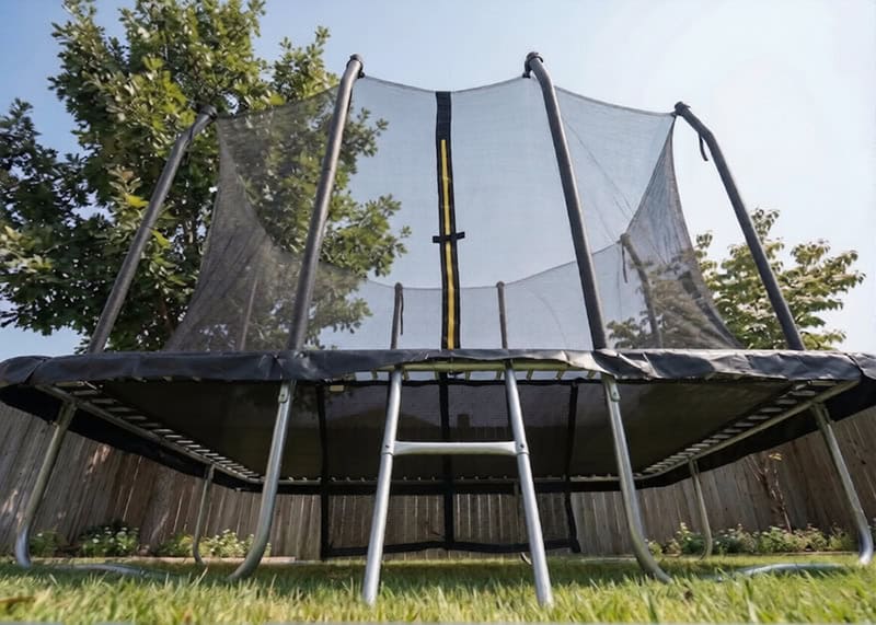 5x7ft Rectangular Trampoline with Safety Enclosure Black FREE Ladder Basketball Game & Shoe Tidy