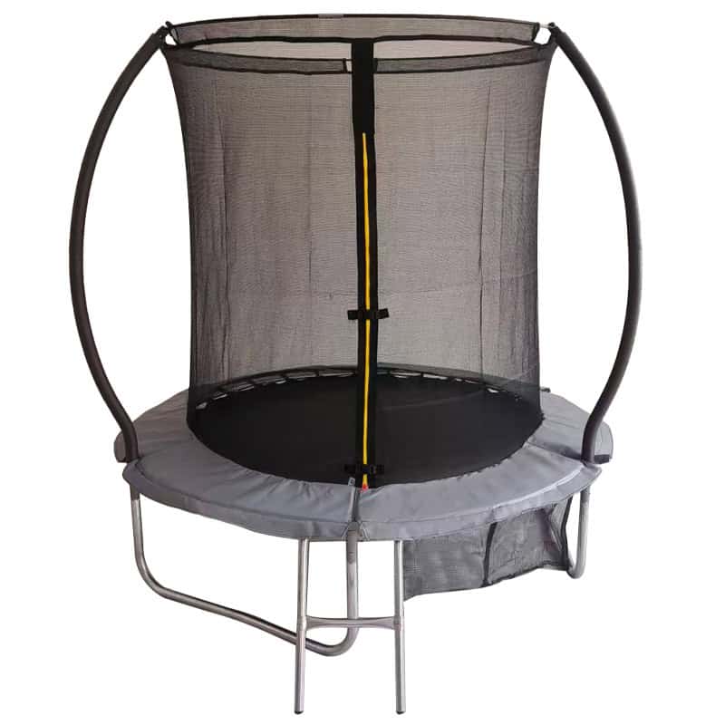 6ft Trampoline & Safety Enclosure Free Shoe Tidy & Ladder – Grey