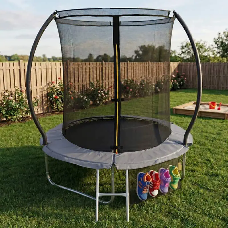 Big Air 6ft Trampoline & Safety Enclosure Free Shoe Tidy & Ladder – Grey