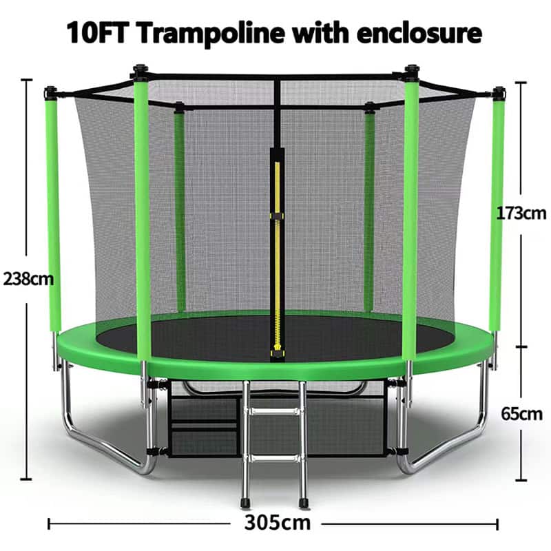 10ft Trampoline + Safety Enclosure Free Ladder & Shoe Tidy