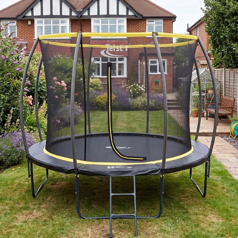 Orbit 12ft Powder Coated Trampoline with Safety Enclosure Free Ladder Cover & Anchor Kit