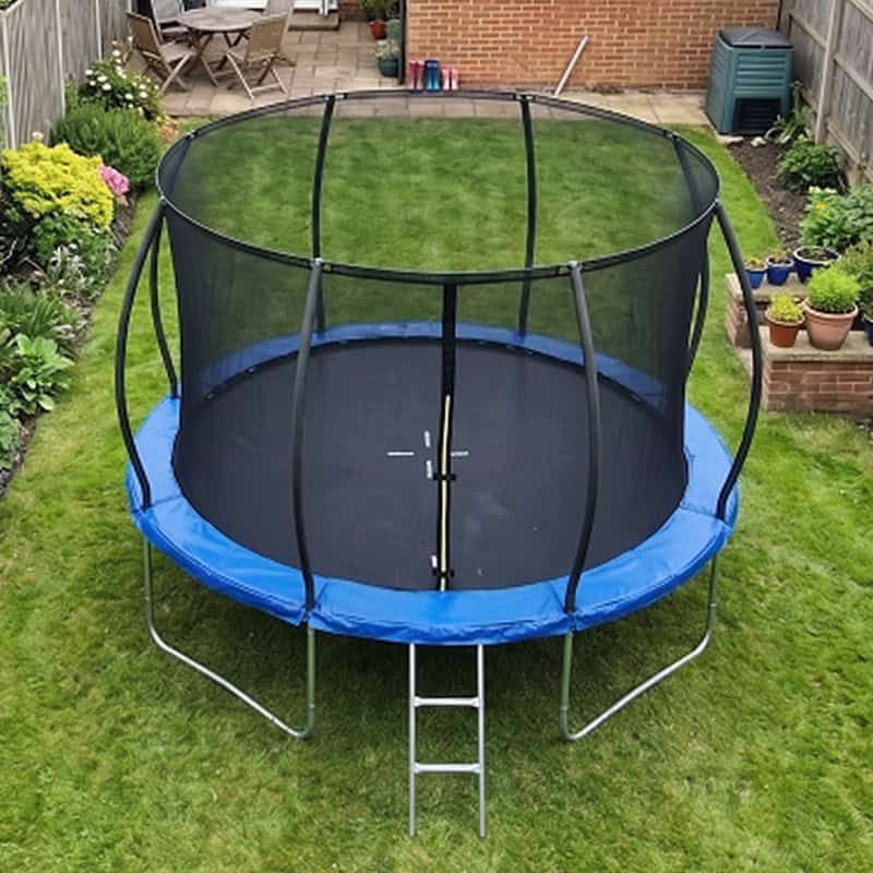 16ft Trampoline & Enclosure Free Shoe Tidy & Ladder – Blue