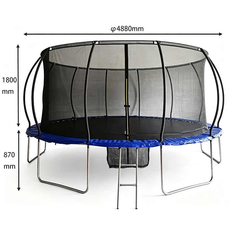 16ft Trampoline & Enclosure Free Shoe Tidy & Ladder – Blue