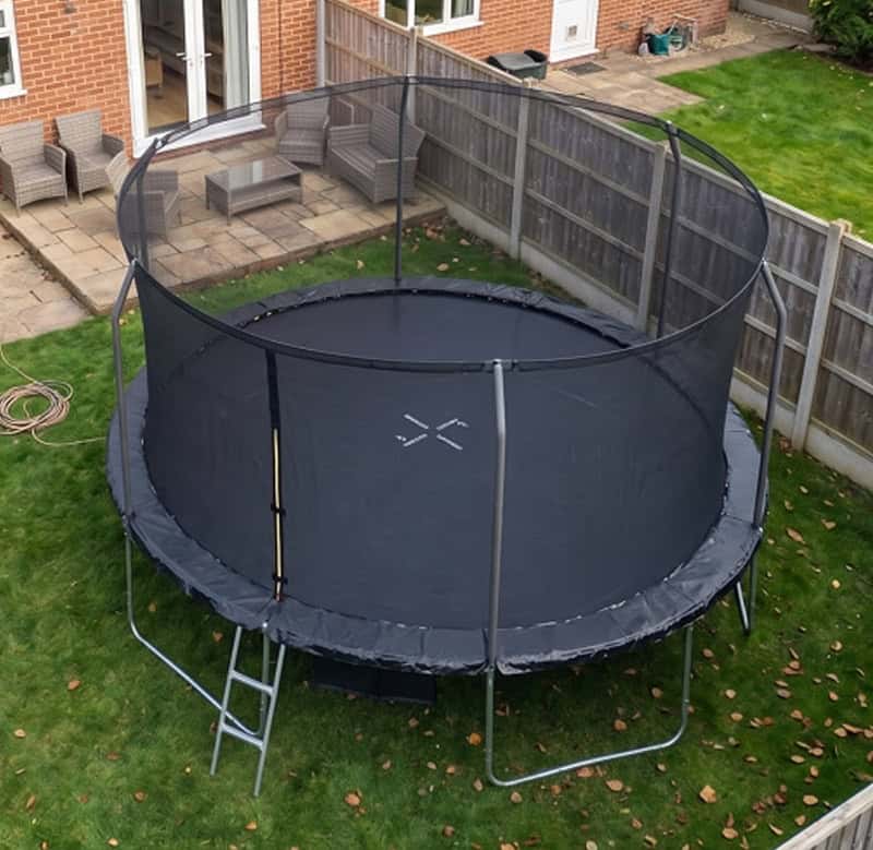 16ft Trampoline & Enclosure Free Shoe Tidy & Ladder – Black