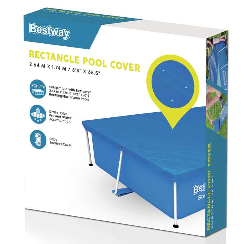 Bestway 8ft 6" x 6ft 7" (2.59m x 1.70m) Rectangle Pool Cover - Image 6