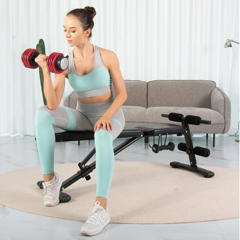 BodyTrain Foldable Adjustable Weight Bench & 32kg Dumbbell Set
