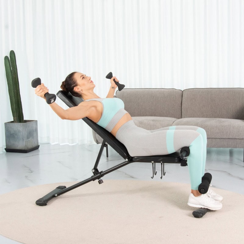 BodyTrain Foldable Adjustable Weight Bench & 32kg Dumbbell Set