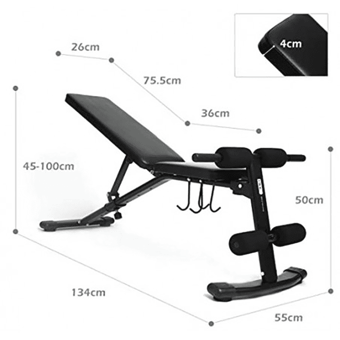 BodyTrain Foldable Adjustable Weight Bench & 32kg Dumbbell Set