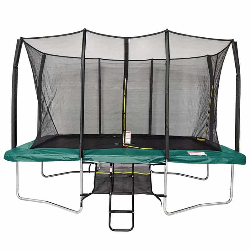7x10ft Rectangular Trampoline with Safety Enclosure Green - Free Ladder & Shoe Tidy
