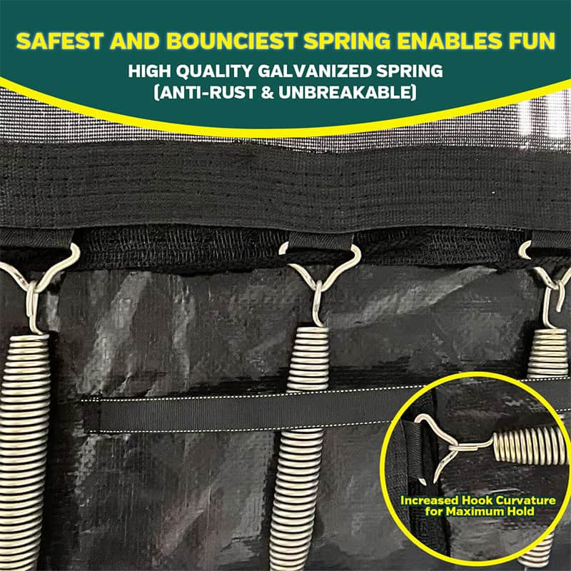 7x10ft Rectangular Trampoline with Safety Enclosure Green - Free Ladder & Shoe Tidy
