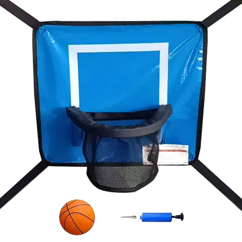 10x17ft Rectangular Trampoline with Safety Enclosure Black - Free Ladder Shoe Tidy Anchor Kit Basketball