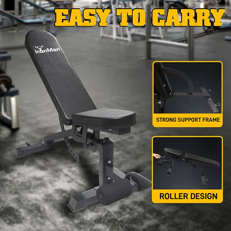 Ironman Professional Weight Training Bench & 24kg Adjustable Dumbbell Pair Set