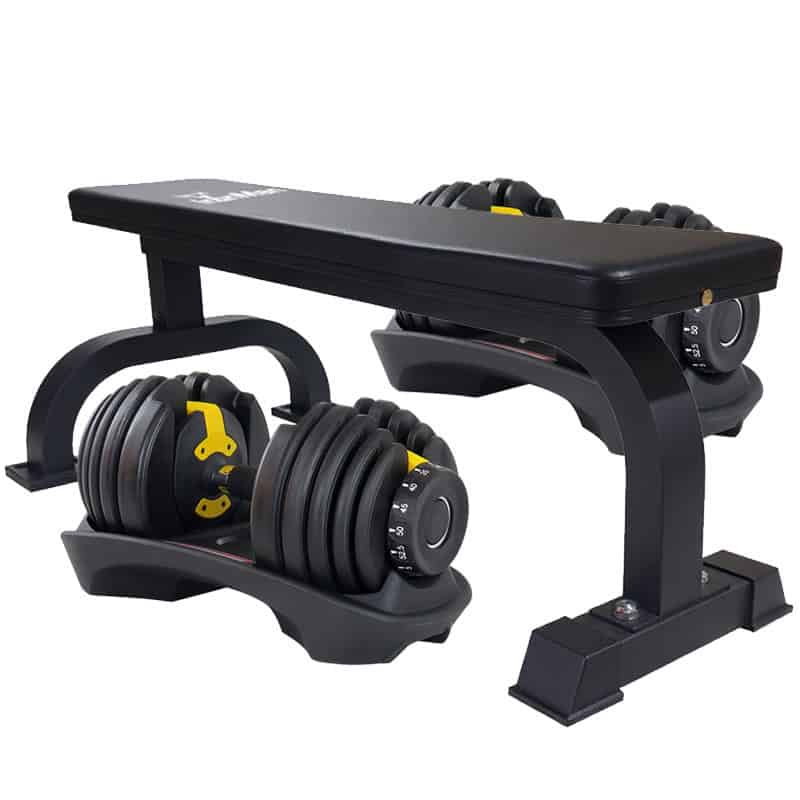 IronMan Flat Weight Training Bench & 24kg Adjustable Dumbbell Pair Set