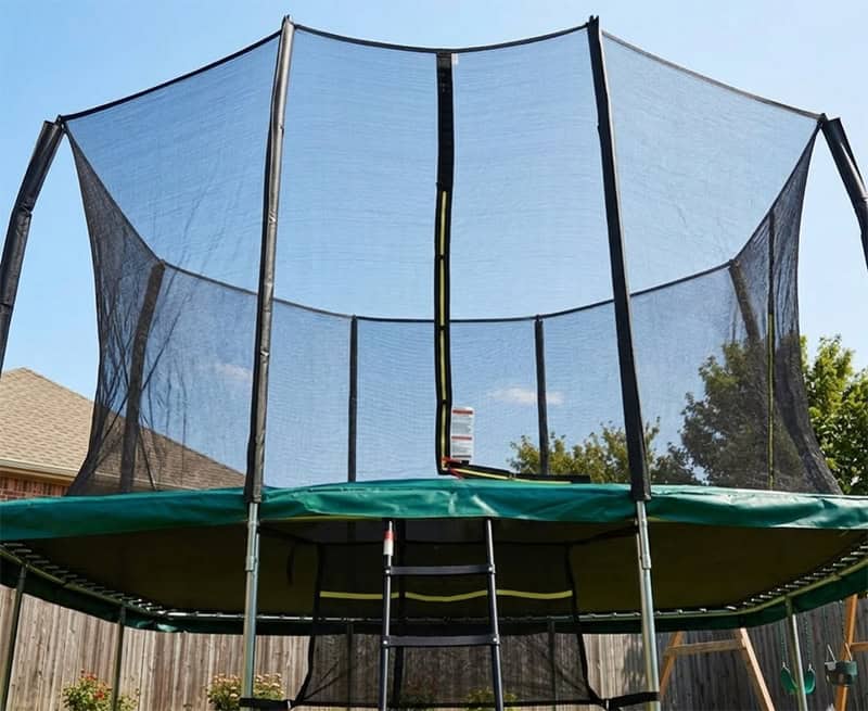 7x10ft Rectangular Trampoline with Safety Enclosure Green - Free Ladder & Shoe Tidy