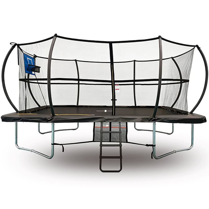 10x17ft Rectangular Trampoline with Safety Enclosure Black - Free Ladder Shoe Tidy Anchor Kit Basketball