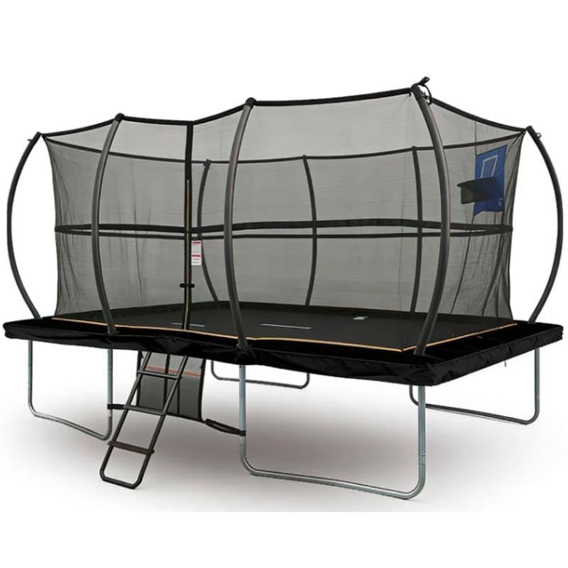 10x17ft Rectangular Trampoline with Safety Enclosure Black - Free Ladder Shoe Tidy Anchor Kit Basketball