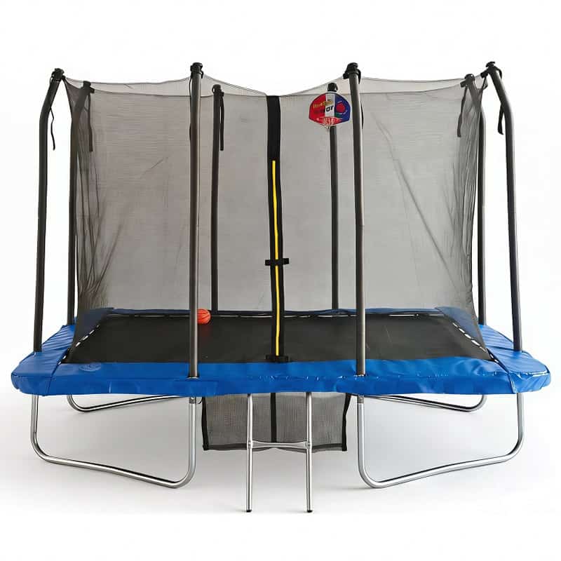 6x8ft Rectangular Trampoline with Safety Enclosure Blue FREE Ladder Basketball Game & Shoe Tidy