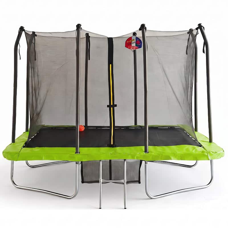 Big Air 5x7ft Rectangular Trampoline with Safety Enclosure Green FREE Ladder Basketball Game & Shoe Tidy