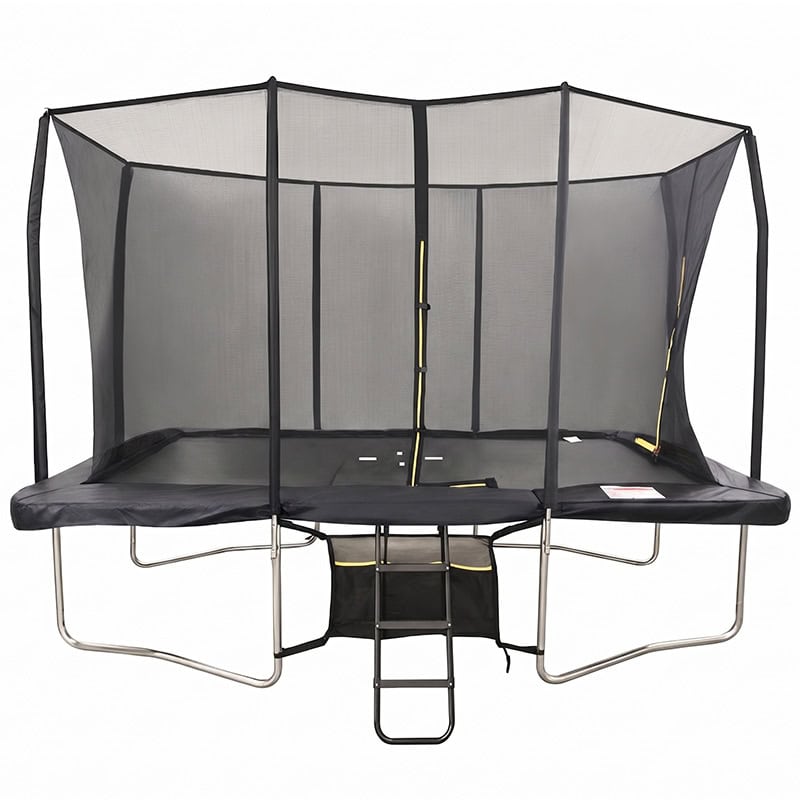 9x14ft Rectangular Trampoline with Safety Enclosure Black – Free Ladder & Shoe Tidy