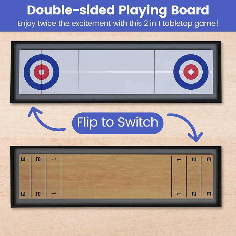 Air King 2-in-1 Wooden Shuffleboard & Curling Tabletop Board Game | 8 Pucks - Image 5