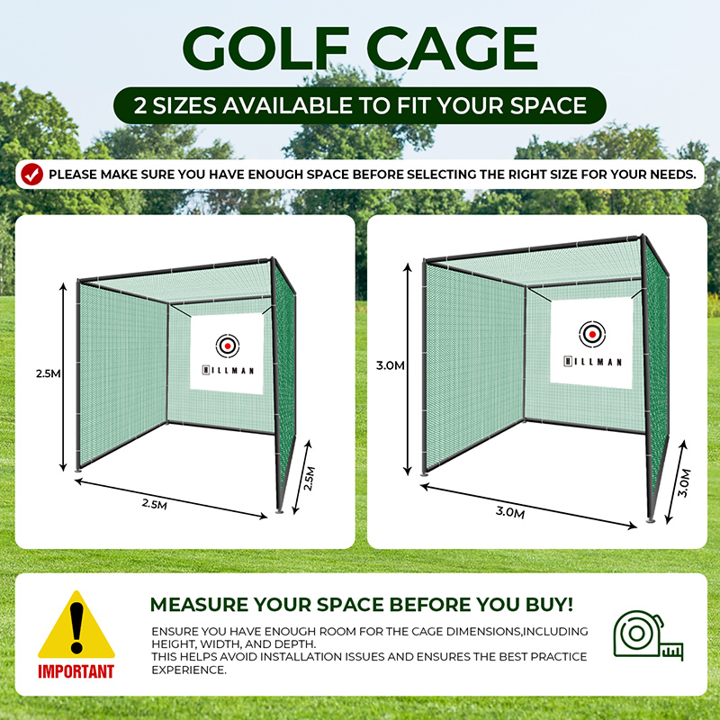 Hillman 2.5m Powder Coated Golf Practice Cage & Net with Target - Image 5